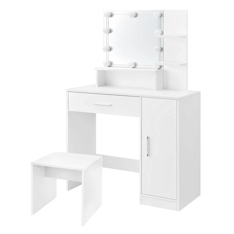 Foto van Ml-design kaptafel met led verlichting, wit, 90x38x137 cm, gemaakt van mdf spaanplaat