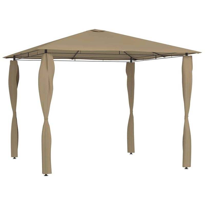 Foto van Vidaxl prieel met paalhoezen 160 g/m² 3x3x2,6 m taupe