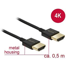 Foto van Delock hdmi aansluitkabel hdmi-a stekker, hdmi-a stekker 0.50 m zwart 84786 vergulde steekcontacten hdmi-kabel