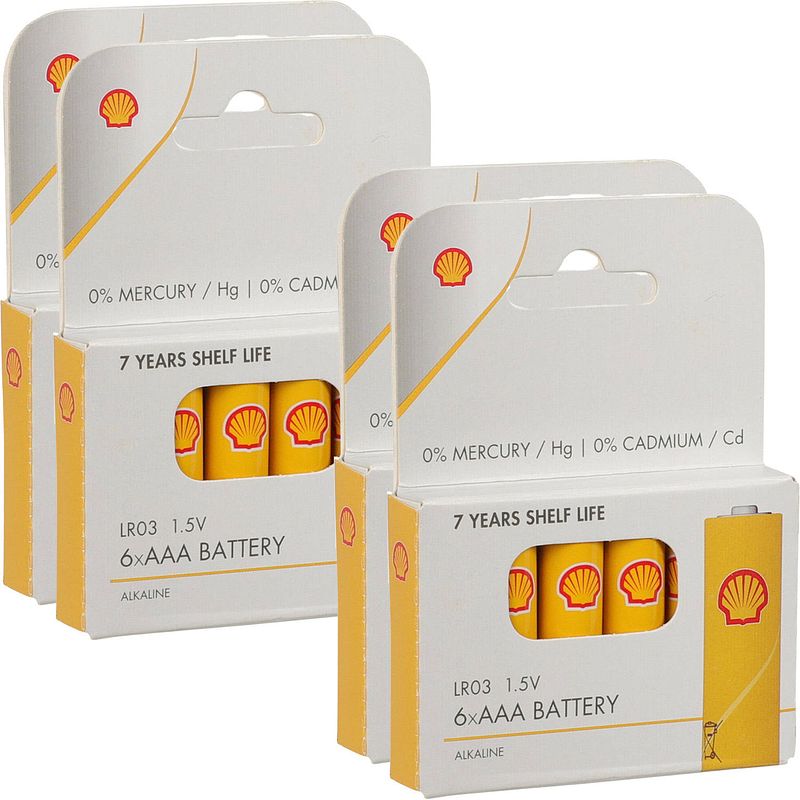 Foto van Shell batterijen - aaa type - 24x stuks - alkaline - minipenlites aaa batterijen