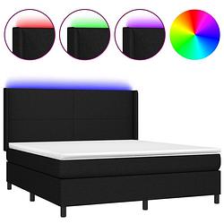 Foto van The living store boxspring bed - led verlichting - pocketvering matras - huidvriendelijk topmatras - zwart - 203 x 163