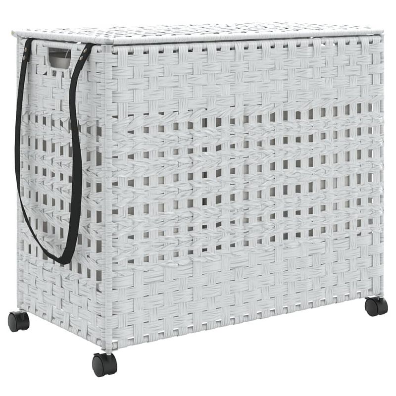 Foto van Vidaxl wasmand op wielen 66x35x60 cm rattan wit