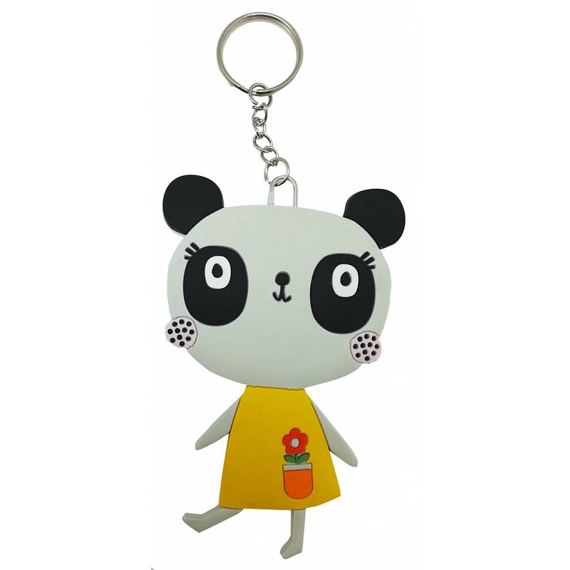 Foto van Lemon ribbon sleutelhanger panda junior 10,5 cm pvc zwart/wit