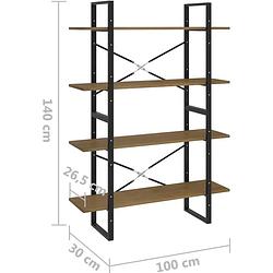 Foto van The living store boekenkast industrieel - 100 x 30 x 140 cm - bruin