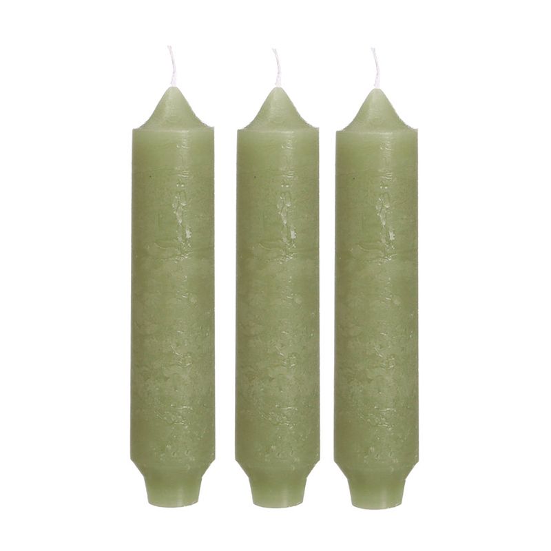 Foto van Hortus - palermo kaarsen set 3 stuks dia. 3.5 x h 17 cm groen