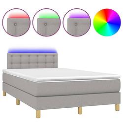 Foto van The living store boxspring bed - lichtgrijs - 203x120x78/88 cm - led verlichting - pocketvering mattress -