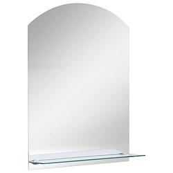 Foto van The living store wandspiegel minimalistisch gehard glas - 20x40 cm - met schap