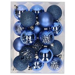 Foto van 37x stuks kunststof kerstballen konings blauw 6 cm - kerstbal