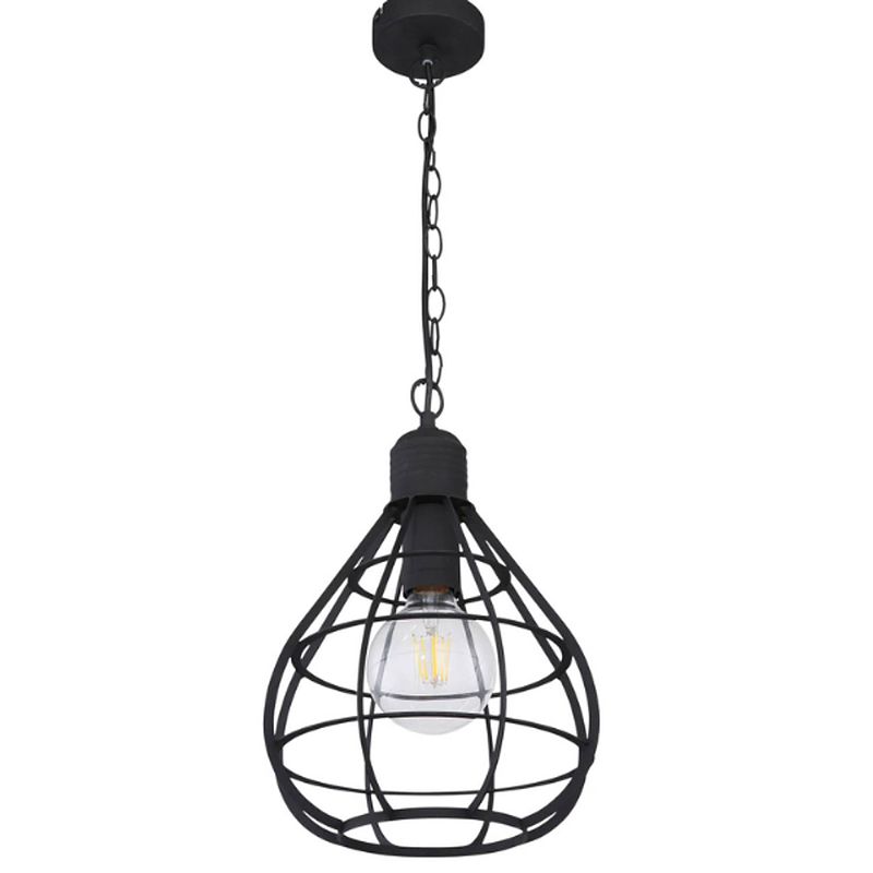 Foto van Industriële hanglamp clastra - l:25cm - e27 - metaal - zwart