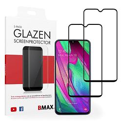 Foto van 2-pack bmax samsung galaxy a40 screenprotector - glass - full cover 2.5d - black