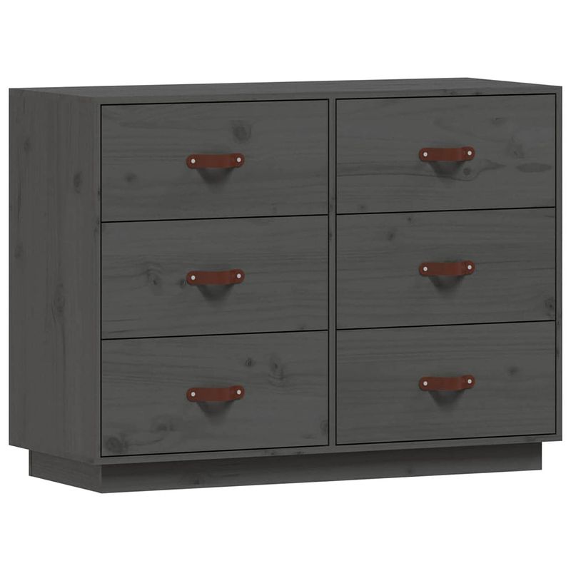 Foto van Vidaxl dressoir 100x40x75 cm massief grenenhout grijs