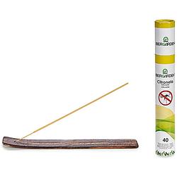 Foto van Citronella wierrook sticks - met houder/plankje - anti muggen - 40x sticks - 32 cm - geurkaarsen
