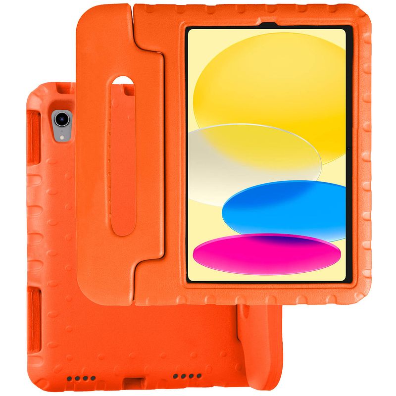 Foto van Basey ipad 10 hoesje kinder hoes shockproof cover - kindvriendelijke ipad 2022 hoes kids case - oranje