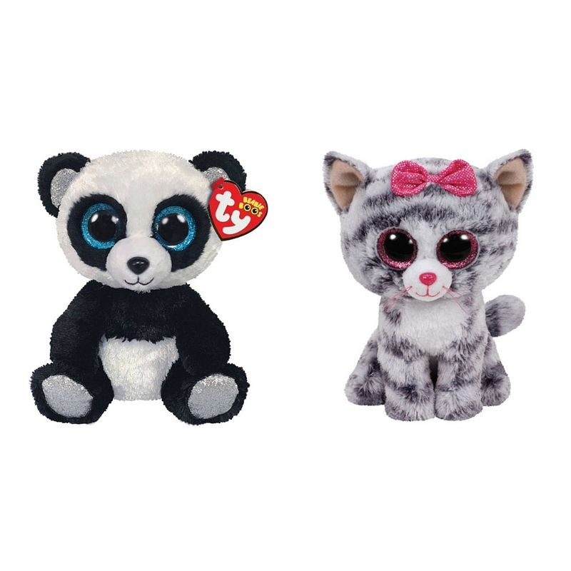 Foto van Ty - knuffel - beanie boo's - bamboo panda & kiki cat