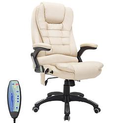 Foto van Bureaustoel - ergonomische bureaustoel - directiestoel - stoelverwarming - massagestoel - kunstleer - beige