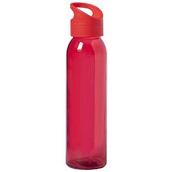 Foto van Glazen waterfles/drinkfles rood transparant met schroefdop met handvat 470 ml - drinkflessen