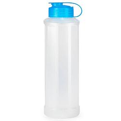 Foto van Drinkfles/waterfles/bidon - 1600 ml - transparant/blauw - kunststof - drinkflessen