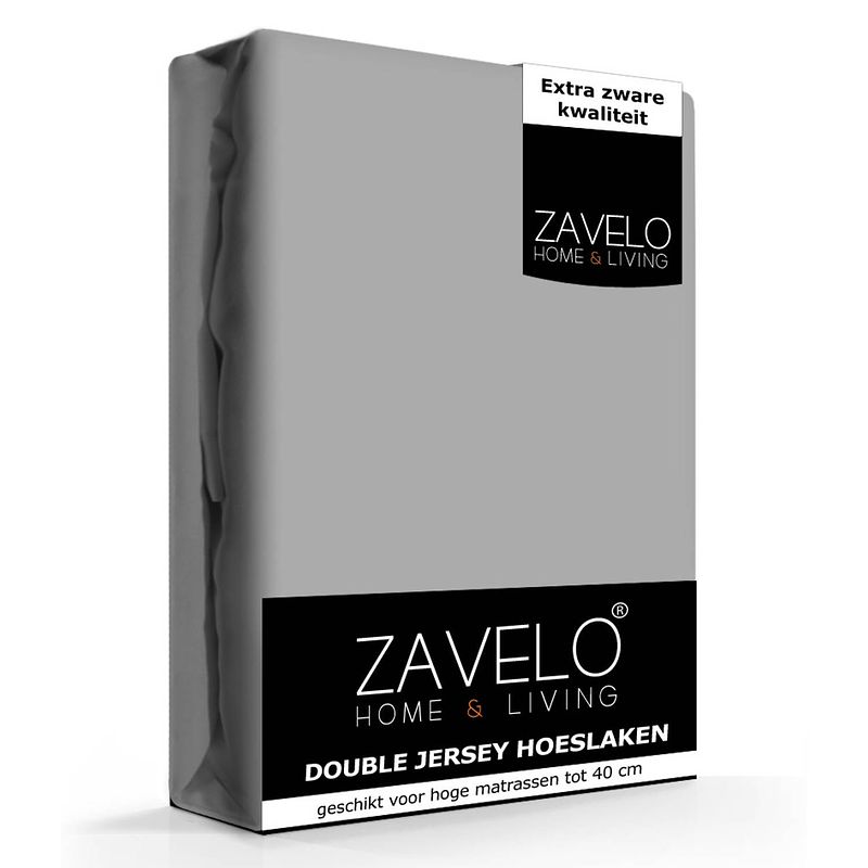 Foto van Zavelo double jersey hoeslaken grijs-1-persoons (90x220 cm)