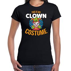 Foto van Clown costume halloween verkleed t-shirt zwart voor dames m - feestshirts