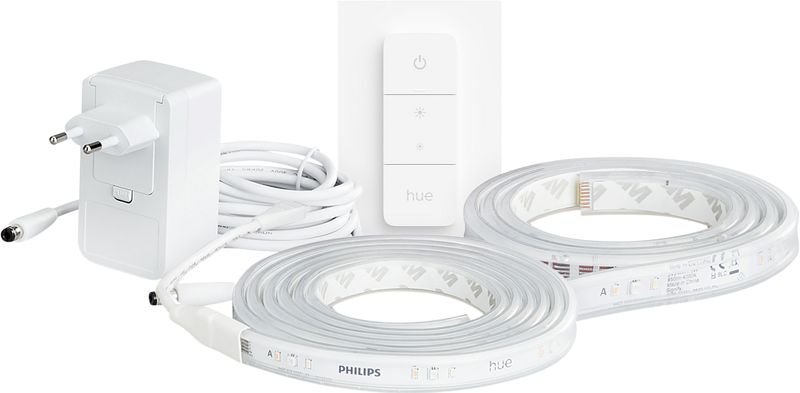 Foto van Philips hue lightstrip plus white & color 3m - basispakket + draadloze dimmer