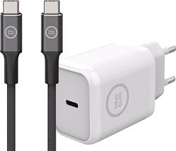 Foto van Bluebuilt power delivery oplader 30w wit + usb c kabel nylon zwart 3m