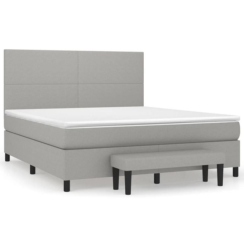 Foto van The living store boxspringbed - premium - 180x200 cm - lichtgrijs - pocketvering