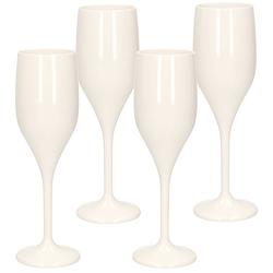 Foto van Set van 10x stuks champagne/prosecco flutes glazen wit 150 ml van onbreekbaar kunststof - champagneglazen