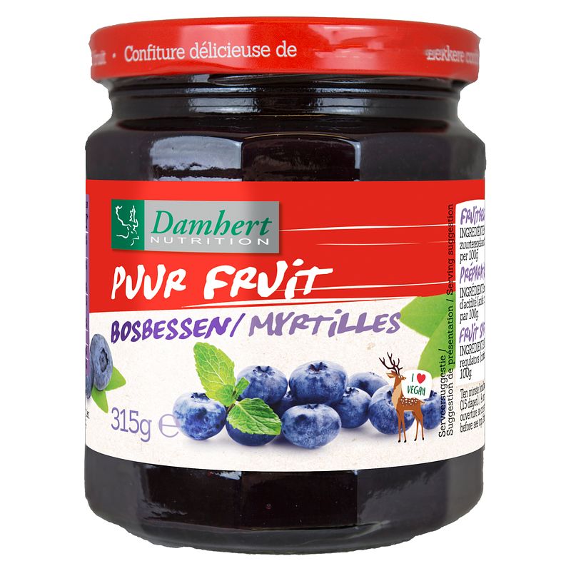 Foto van Damhert puur fruit confituur bosbessen