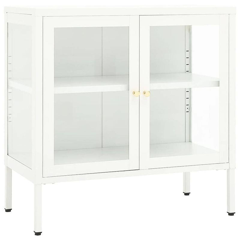 Foto van Vidaxl dressoir 70x35x70 cm staal en glas wit