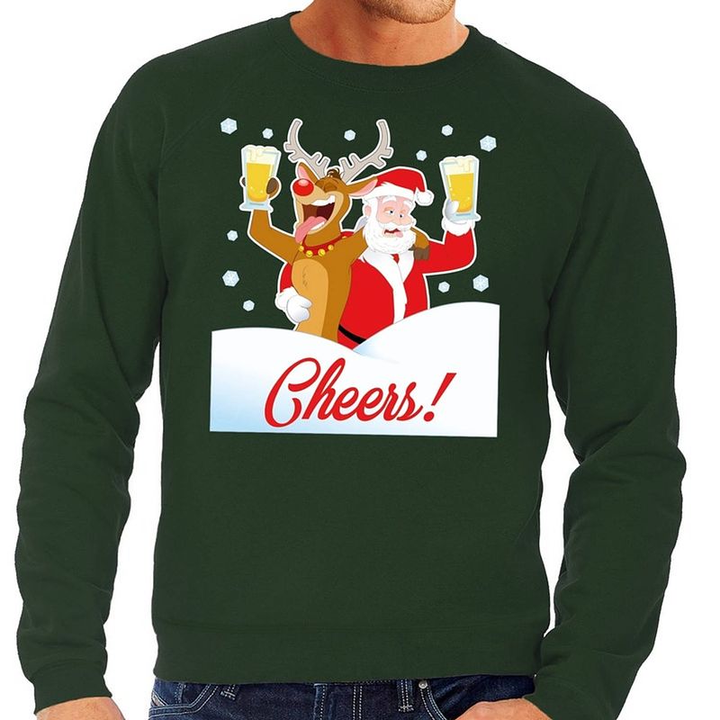 Foto van Foute kersttrui cheers met dronken kerstman groen voor heren 2xl (56)