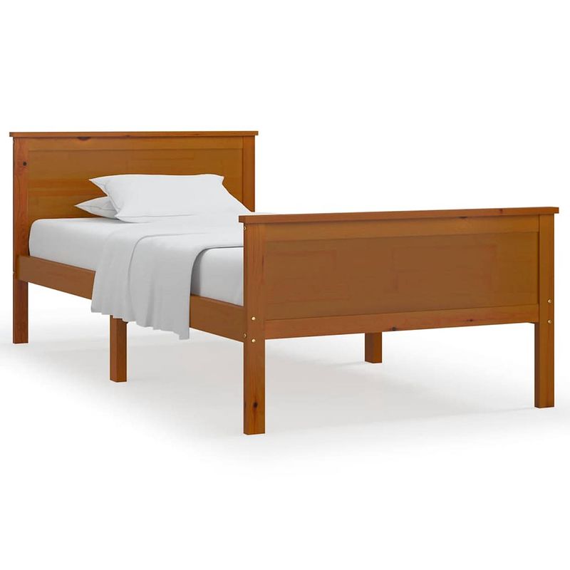 Foto van The living store bedframe massief grenenhout honingbruin 100x200 cm - bed