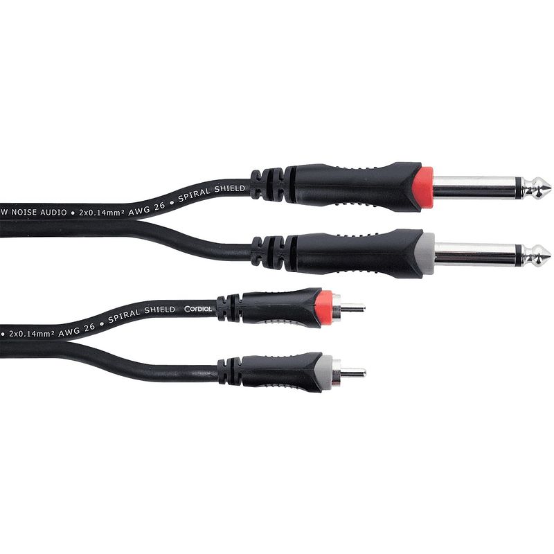 Foto van Cordial eu1.5pc elements verloopkabel 2x 6.3 ts jack - 2x rca 1.5m