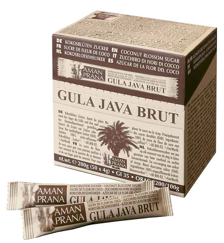 Foto van Aman prana gula java brut sticks (kokosbloesemsuiker)