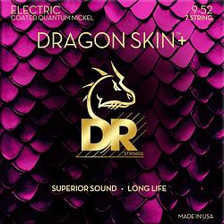 Foto van Dr strings dragon skin+ coated electric guitar strings light 9-52 voor 7-snarige elektrische gitaar