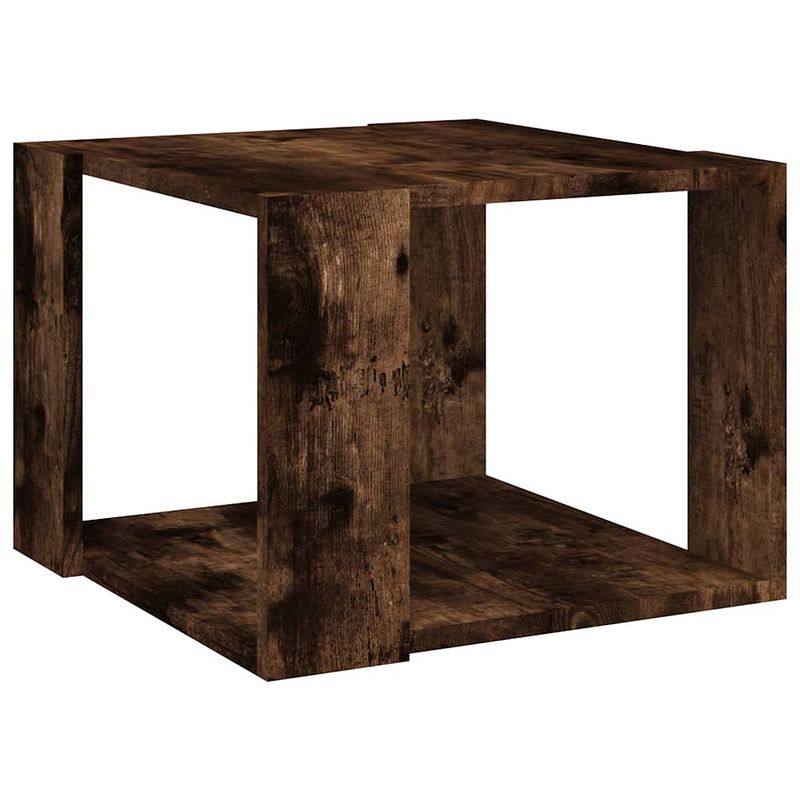 Foto van The living store salontafel - gerookt eiken - bewerkt hout - 40x40x30cm - opbergschap