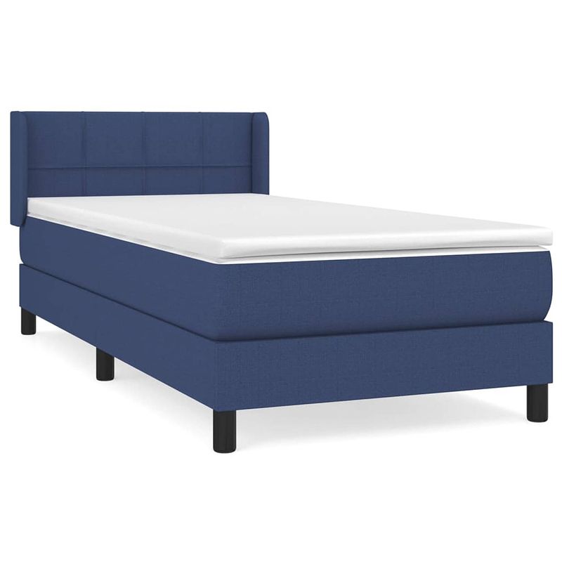 Foto van The living store boxspringbed - blauw - 203 x 83 x 78/88 cm - pocketvering matras - middelharde ondersteuning -