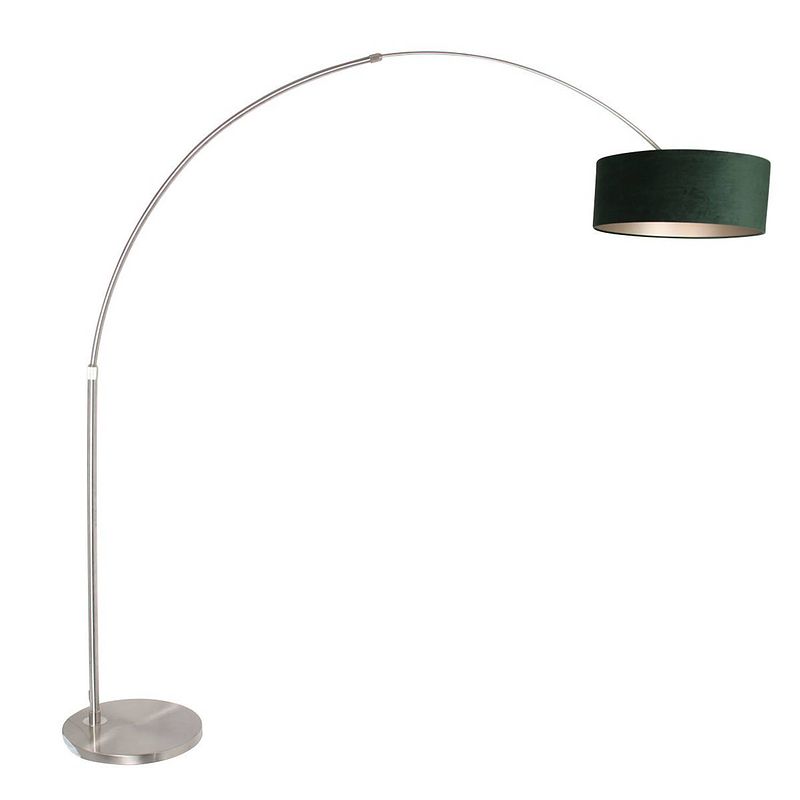 Foto van Steinhauer vloerlamp sparkled light 8124 staal kap groene velours