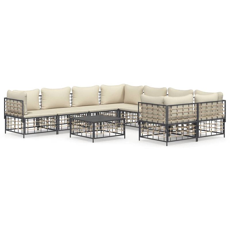 Foto van Vidaxl 9-delige loungeset met kussens poly rattan antracietkleurig