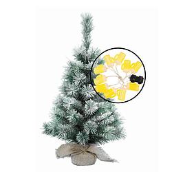 Foto van Mini kerstboom besneeuwd - met bierpullen verlichting - h60 cm - kunstkerstboom