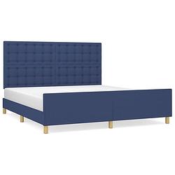 Foto van The living store bedframe blauw - 203x186x118/128 cm - verstelbaar hoofdeinde