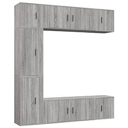 Foto van The living store tv-meubel set - grijs sonoma eiken - 2x 100x34.5x40 cm - 2x 40x34.5x80 cm - 3x 40x34.5x40 cm