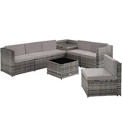 Foto van Tectake - wicker loungeset verona grijs - 404234