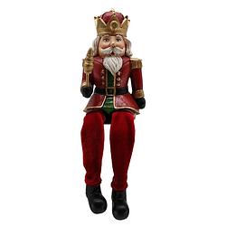 Foto van Clayre & eef kerstdecoratie beeld notenkraker 7*6*11 cm rood polyresin