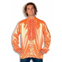 Foto van Luxe heren rouche overhemd oranje 54 (xl) - carnavalsblouses