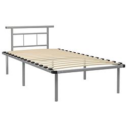 Foto van The living store metalen bedframe - grijs - 100 x 200 cm - massieve constructie - stevige lattenbodem