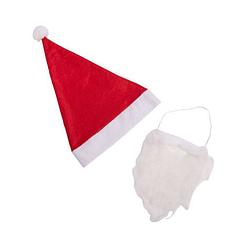 Foto van Carnival toys kerstmuts en baard polyester wit/rood 2-delig