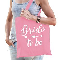 Foto van Bride to be tas - bruiloft/vrijgezellenfeest - roze - katoen - 42 x 38 cm - feest boodschappentassen