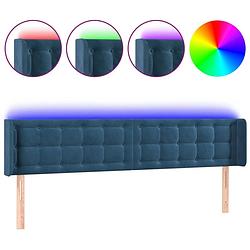 Foto van The living store led-hoofdbord donkerblauw - 203 x 16 x 78/88 cm - verstelbaar - zacht fluweel - kleurrijke