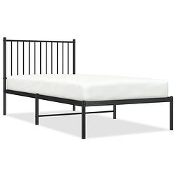 Foto van Vidaxl bedframe met hoofdbord metaal zwart 90x190 cm