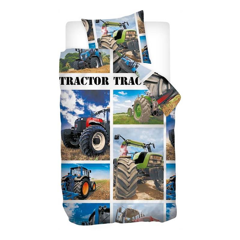 Foto van Snoozing tractor flanel dekbedovertrek - flanel / katoen - 1-persoons (140x200/220 cm + 1 sloop) - multi